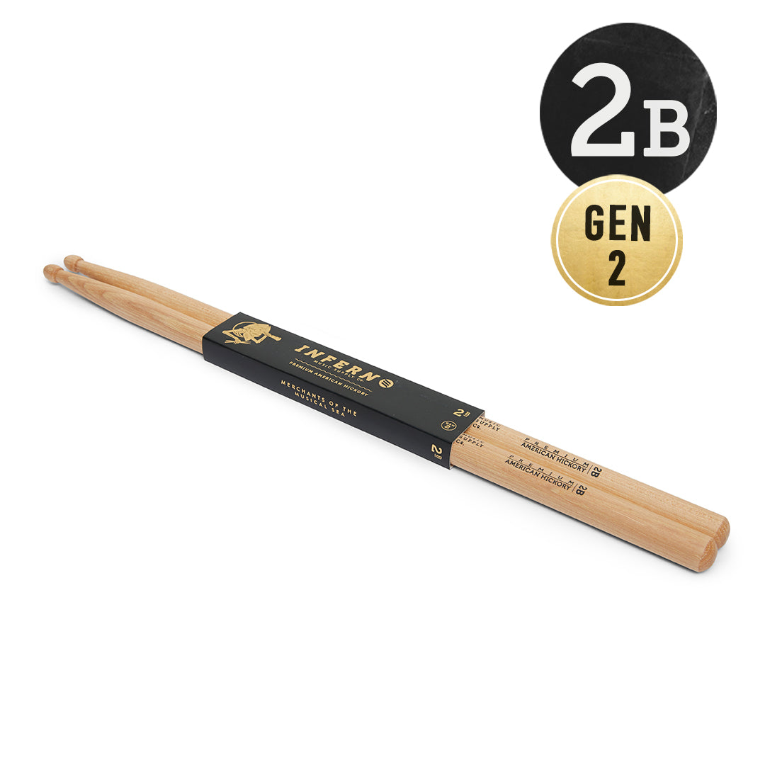 INFERNO MUSIC DRUMSTICKS 2B A GRADE AMERICAN HICKORY GEN2 DRUMSTICKS