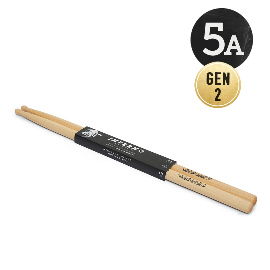 INFERNO MUSIC DRUMSTICKS 5A AMERICAN HICKORY GEN2 DRUMSTICKS