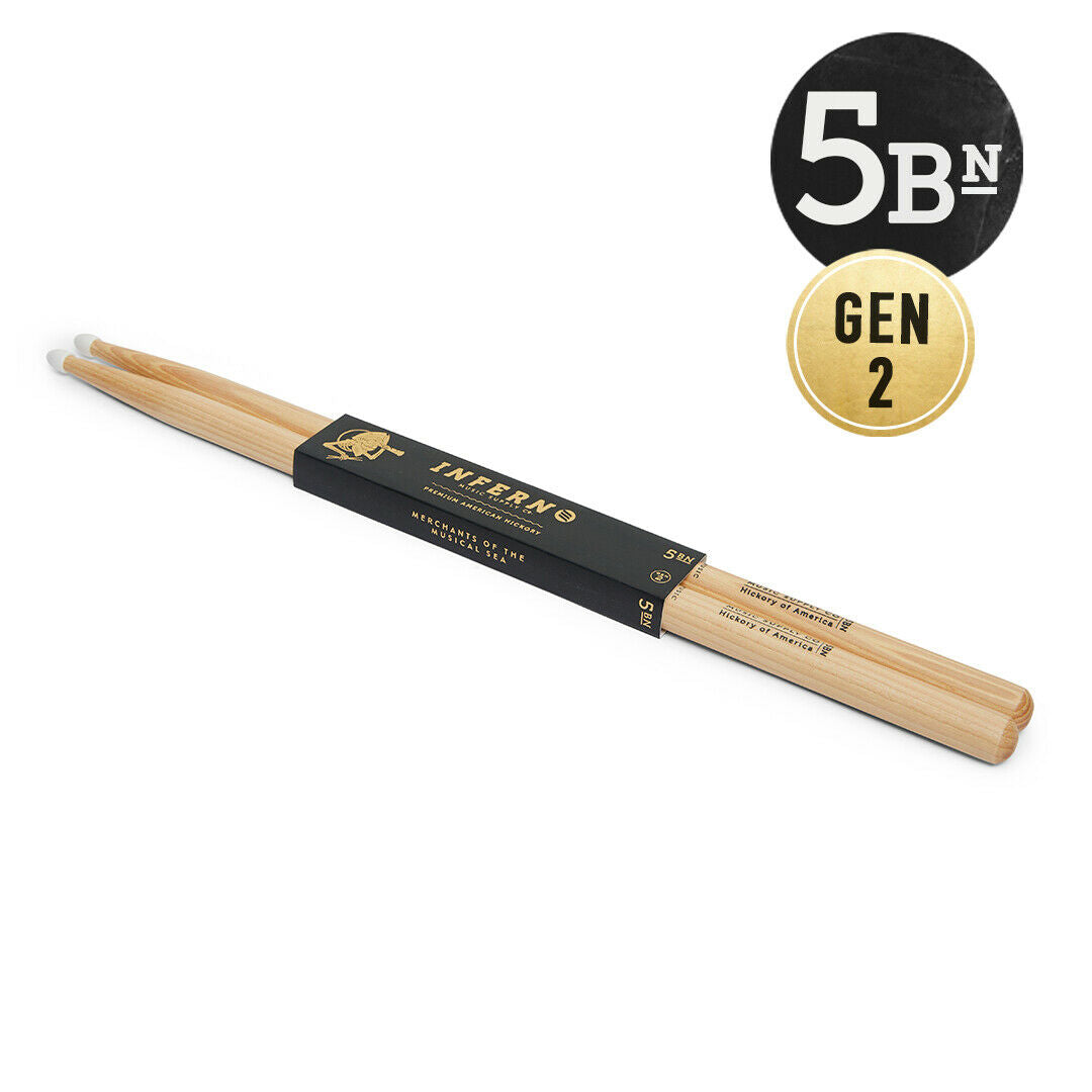 INFERNO MUSIC 5BN A GRADE AMERICAN HICKORY GEN2 DRUMSTICKS